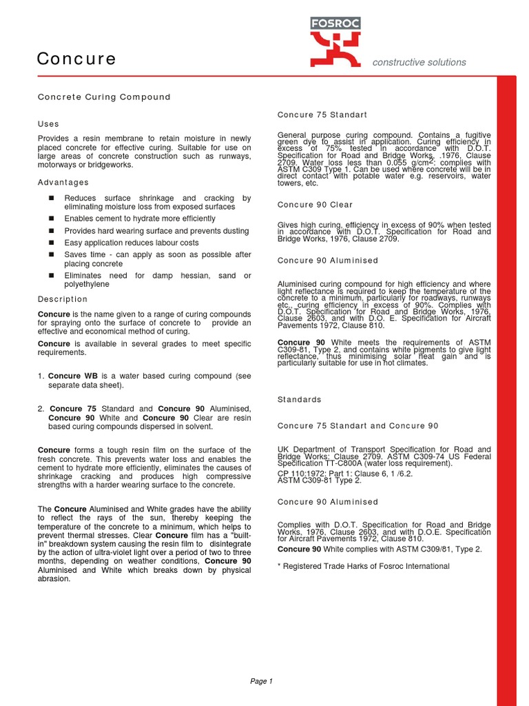 Concure Concrete Curing Solutions | PDF | Concrete | Water