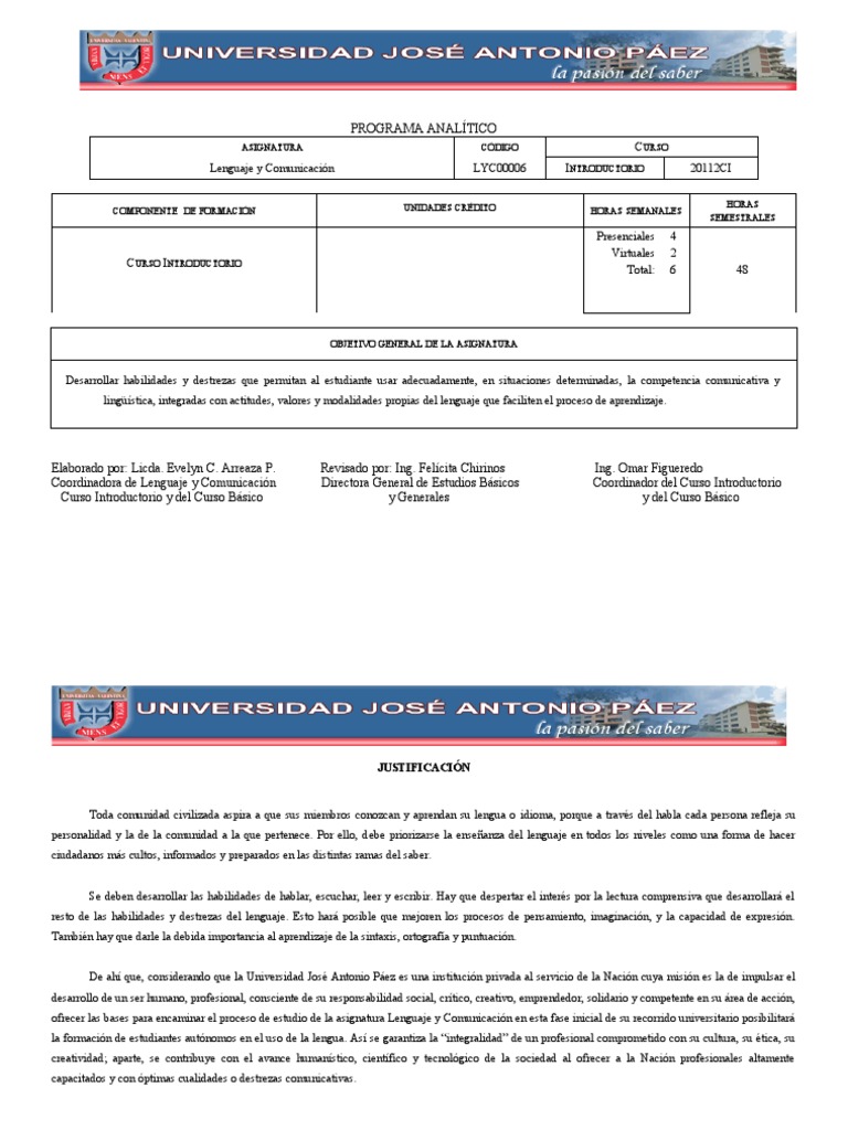 Programa de Lenguaje y Comunicación | PDF | Plan de estudios | Aprendizaje