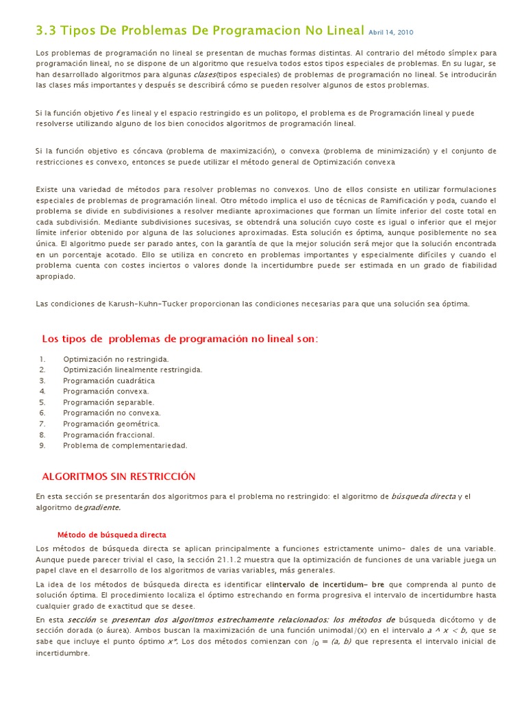 3-3 - Tipos de Problemas de Programación No Lineal | Descargar gratis ...