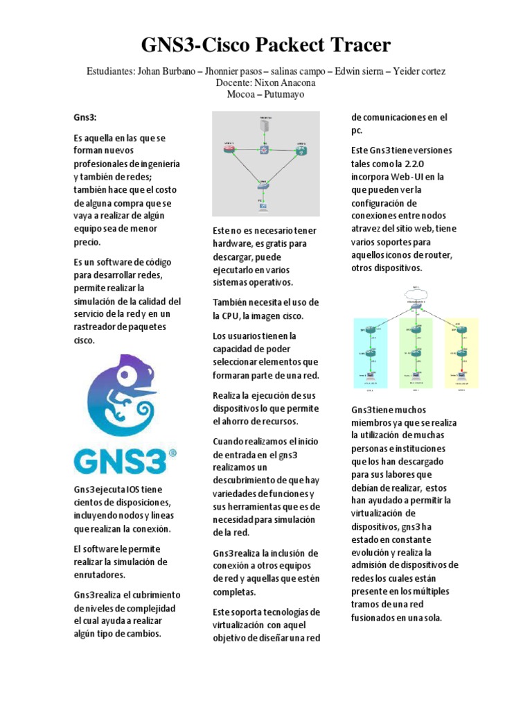 Comparativa GNS3 y Cisco Packet Tracer | PDF | Tecnología
