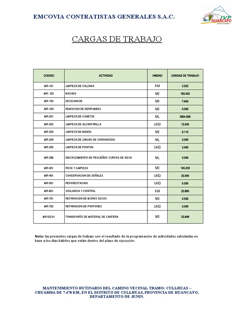 V. Cargas de Trabajo | PDF