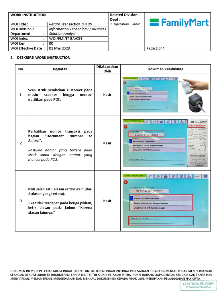 Prosedur Return Transaksi di POS | PDF