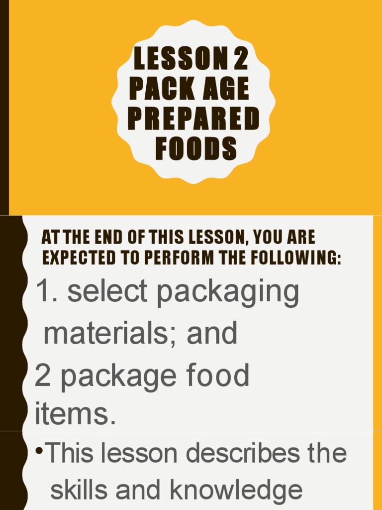 Packaging Prepared Foodstuffs | PDF