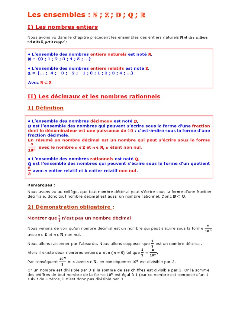 Ensembles de Nombres : Rationnels et Irrationnels | PDF | Nombre ...