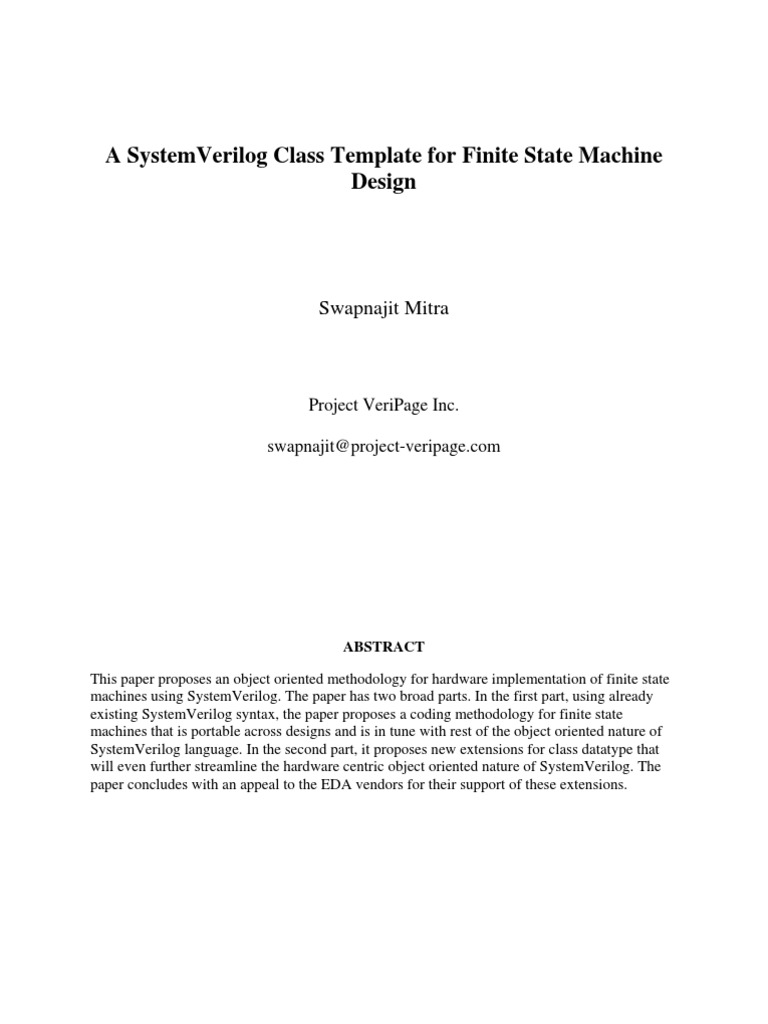 SystemVerilog FSM Class Template | PDF | Method (Computer Programming ...