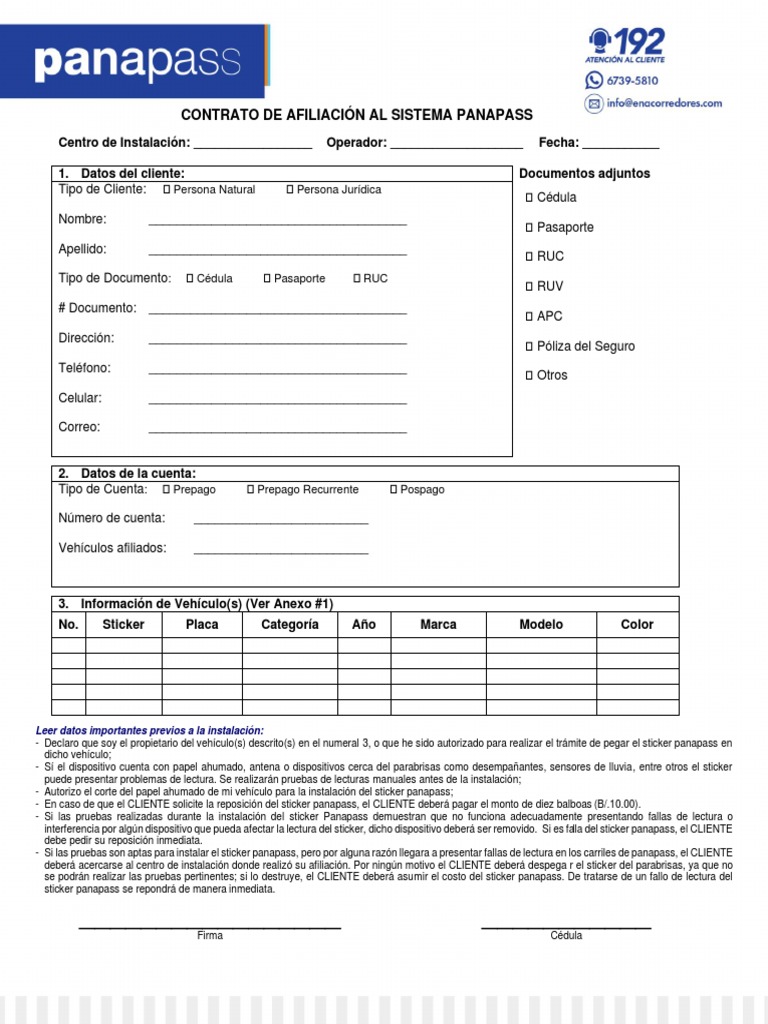 Contrato de Afiliación Panapass | PDF | Informática
