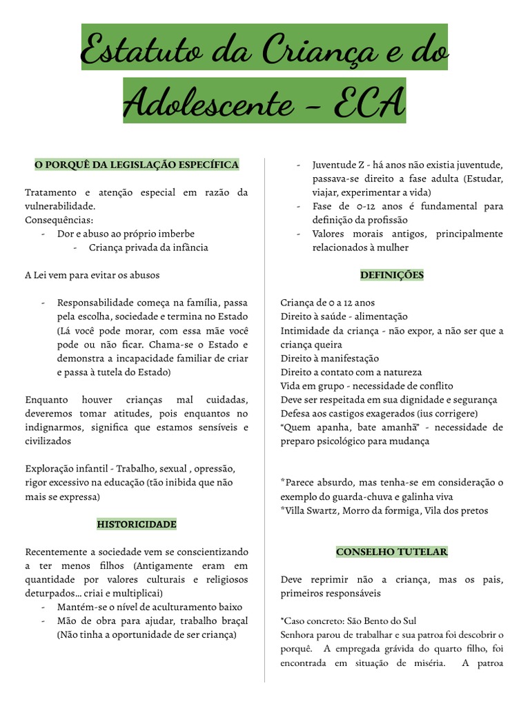 Estatuto Da Criança e Do Adolescente | PDF | Adolescência | Juventude