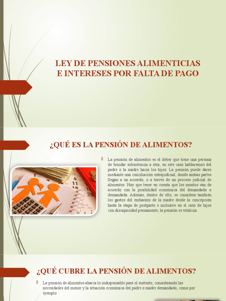 Ley de Pensiones Alimenticias e Intereses PDF Pensión alimenticia