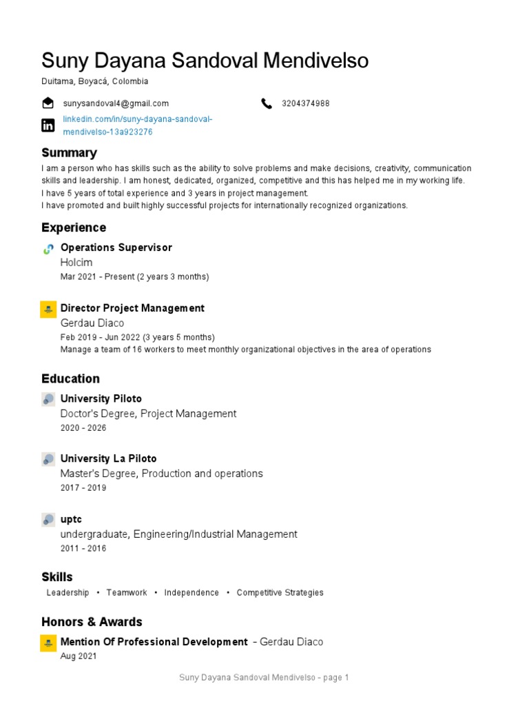 Resume Suny Dayana Sandoval Mendivelso PDF