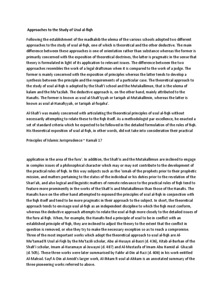 Approaches To The Study Of Usul Al Fiqh Pdf Islamic Fundamentalism