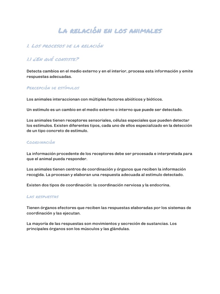 Tema 6 - La Relación en Los Animales | PDF | Sistema nervioso | Sistema ...