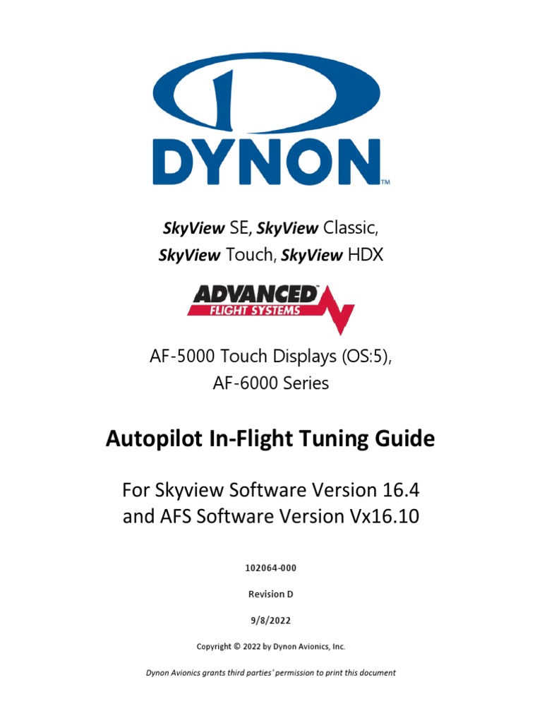 Skyview Autopilot In Flight Tuning Guide Pdf Flight Dynamics Fixed