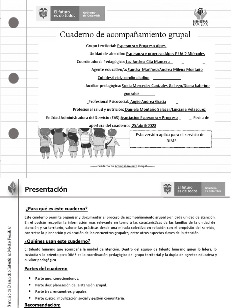 Cuaderno de Acompañamiento Grupal: Esta Versión Aplica para El Servicio ...