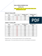 Year 10 Progress Exam - SPEAKING TIMETABLE