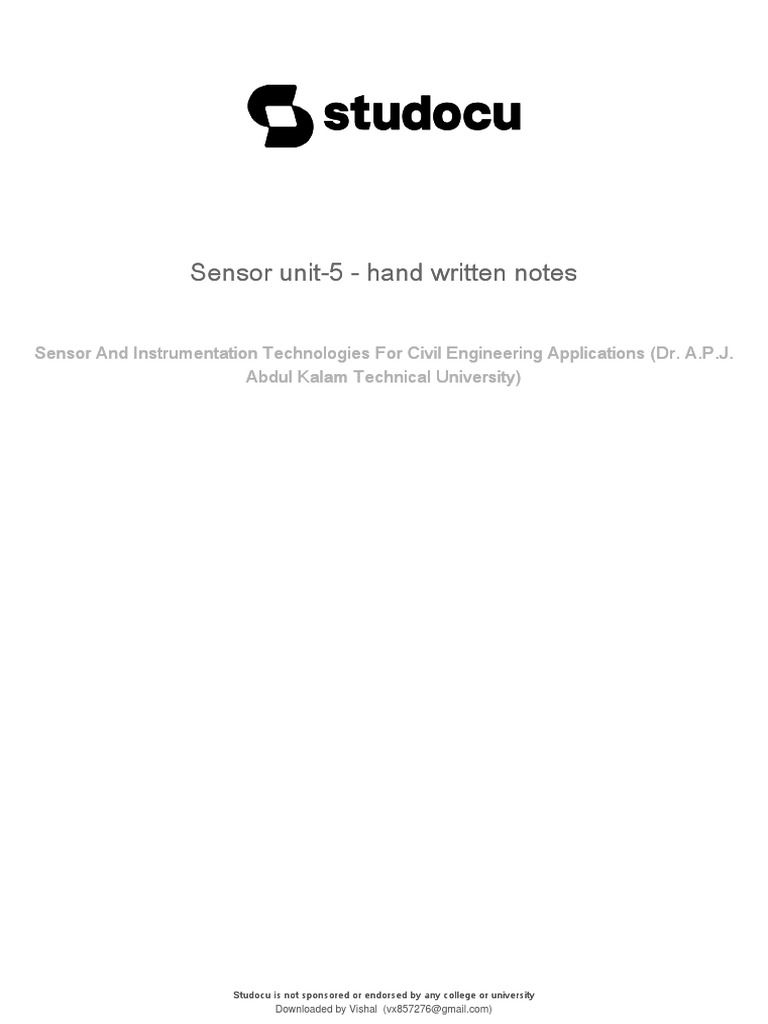 Sensor Unit 5 Hand Written Notes | PDF
