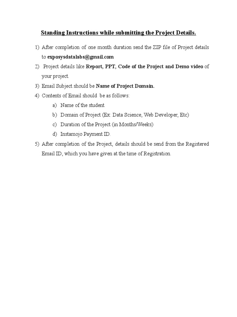 Edl Standing Instructions To Submit The Project PDF