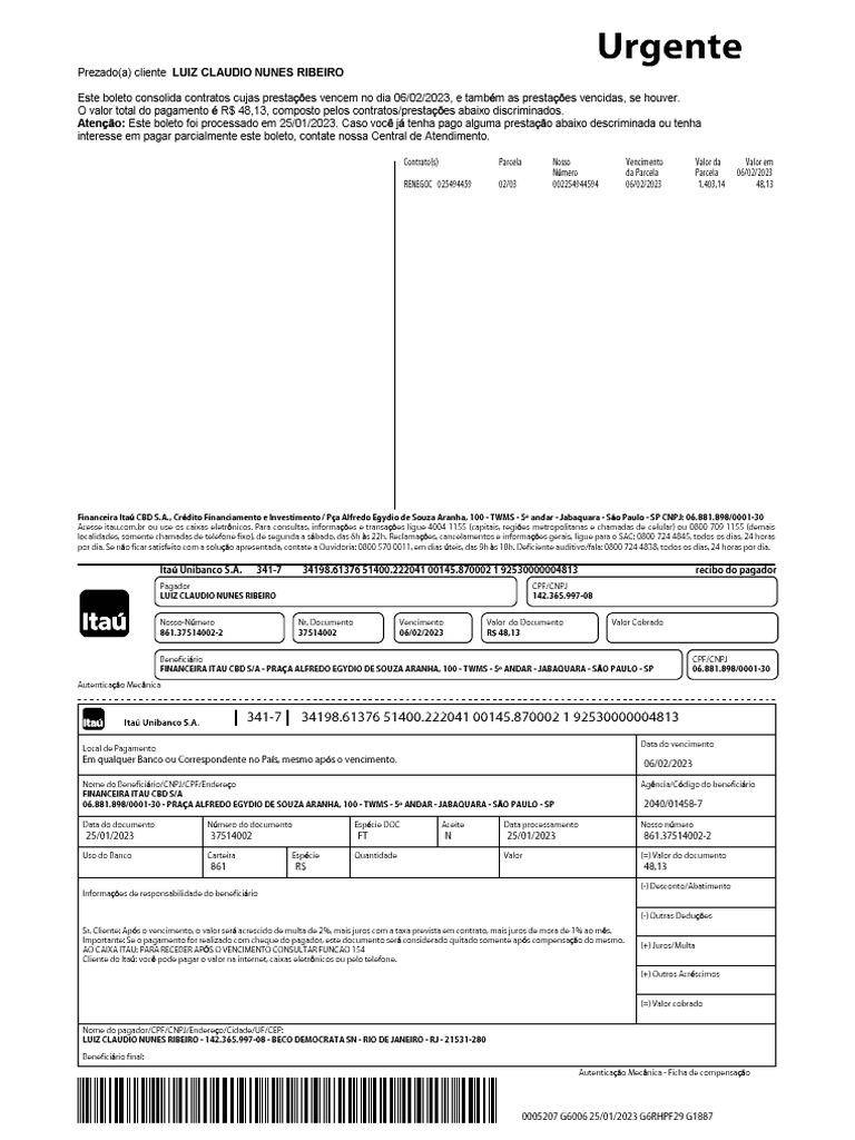 BOLETO ATUALIZADO ITAU visual data 3