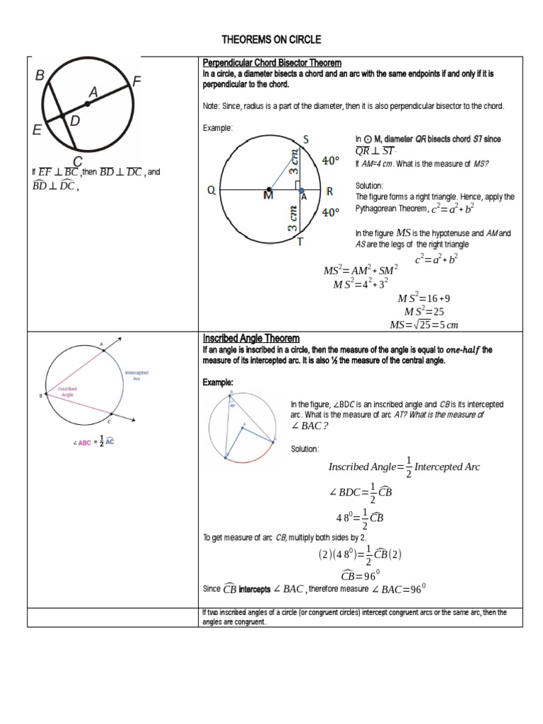 Important theorems on circles pdf circle perpendicular