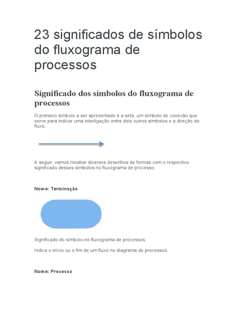 23 Significados de Símbolos Do Fluxograma de Processos | PDF | Dados ...