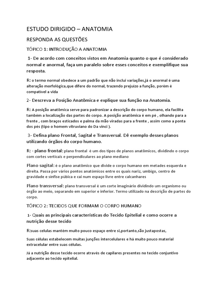 Atividade De Anatomia Pdf Pele Osso