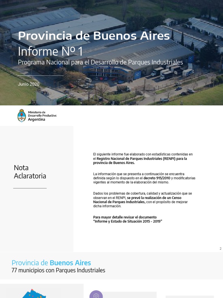 Informe sobre Parques Industriales PBA | PDF | Buenos Aires