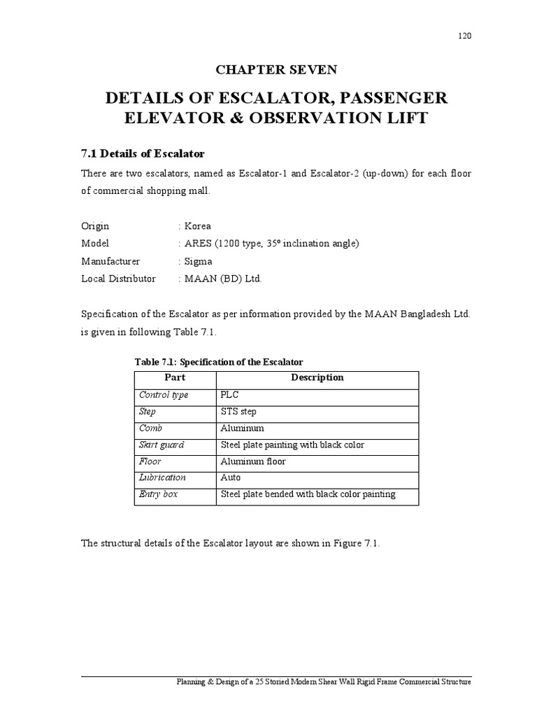 Escalator and Lift Specifications | PDF | Escalator | Elevator