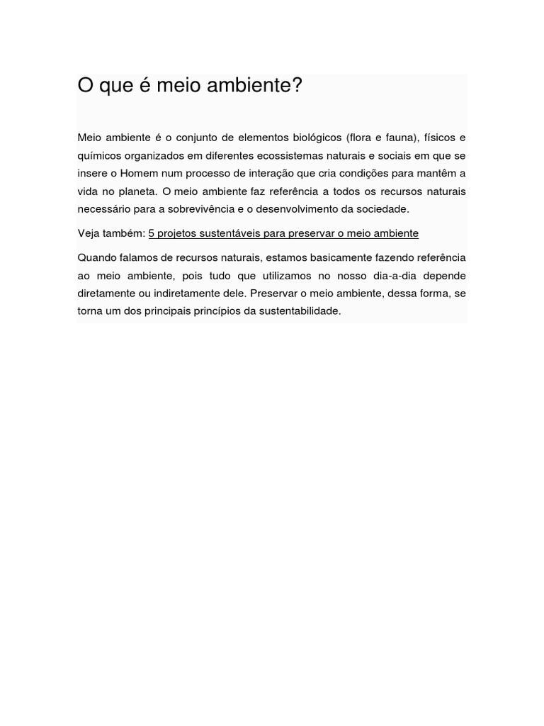 Definição de Meio Ambiente e Sustentabilidade | PDF | Ciências e Matemática