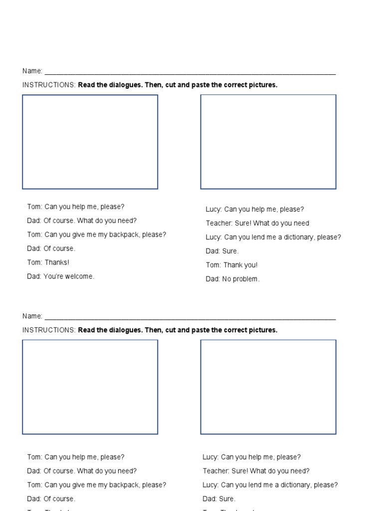 Dialogues for Picture Matching Activity | PDF | Home & Garden