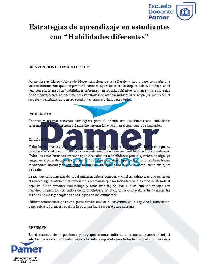 Estrategias para Niños con Habilidades Diferentes | PDF | Evaluación ...