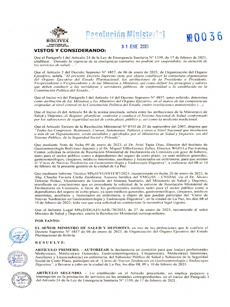Resolucion Min 0036 | PDF