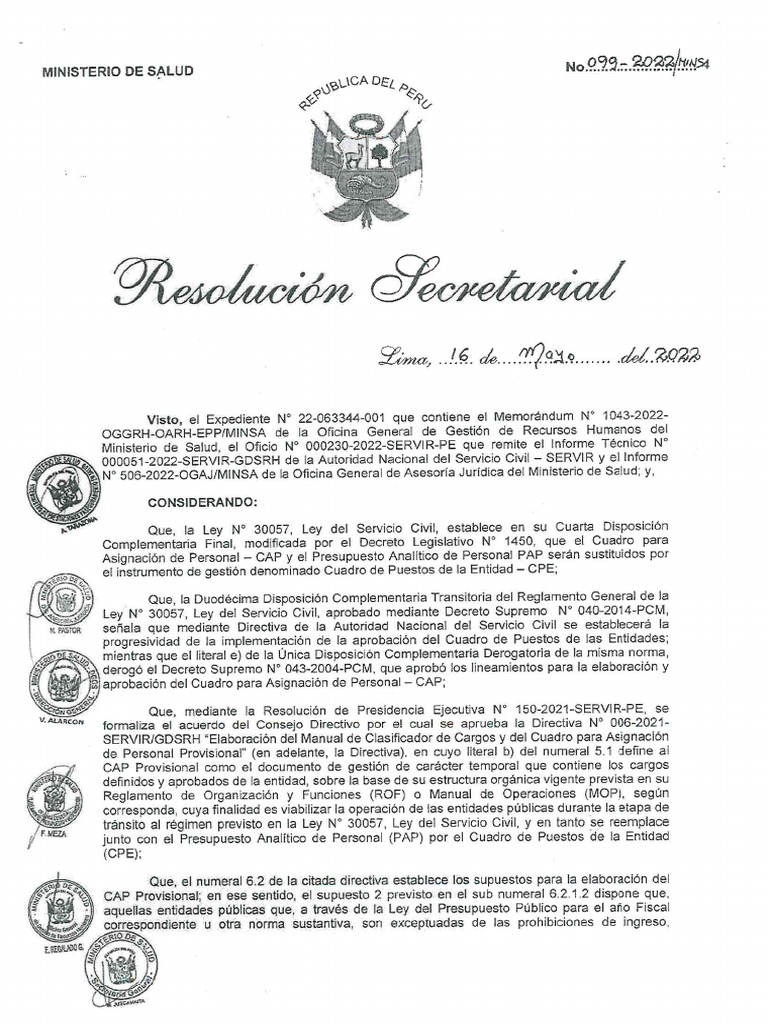 CAP PROVISIONAL 2022 Con Anexos Aprobado Por SERVIR PDF