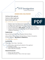 SVP IMMIGRATION Visitor Visa Checklist Canada