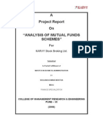 A Project Report On "Analysis of Mutual Funds Schemes": KARVY Stock Broking LTD