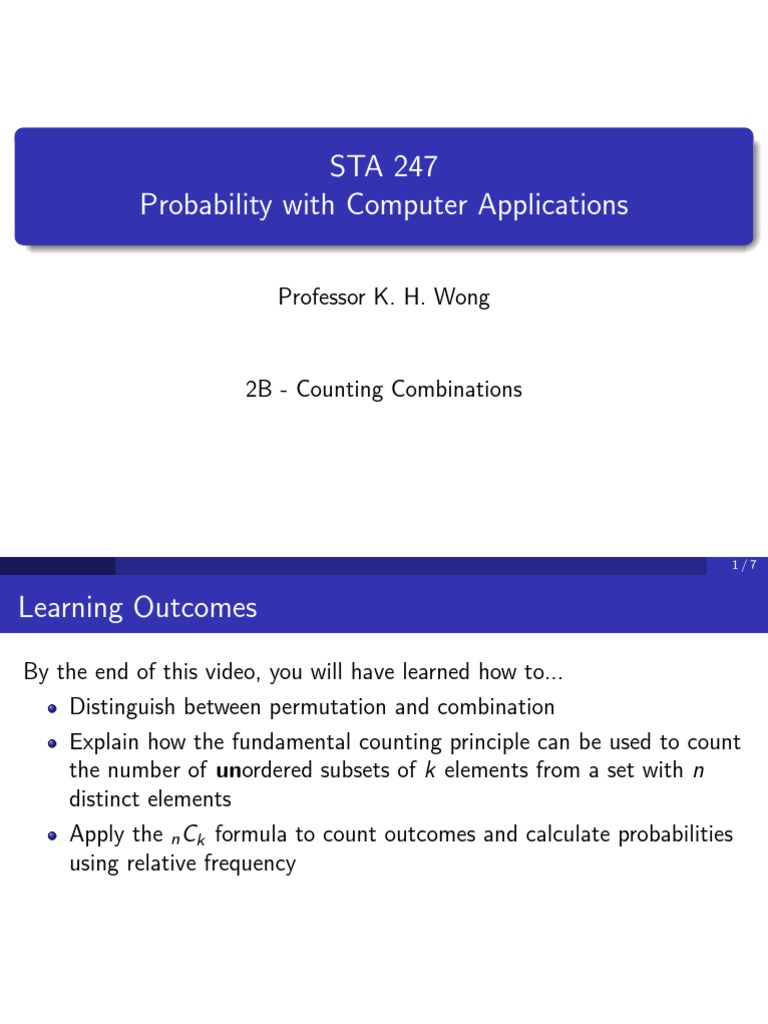 2B Counting Combinations PDF Mathematics