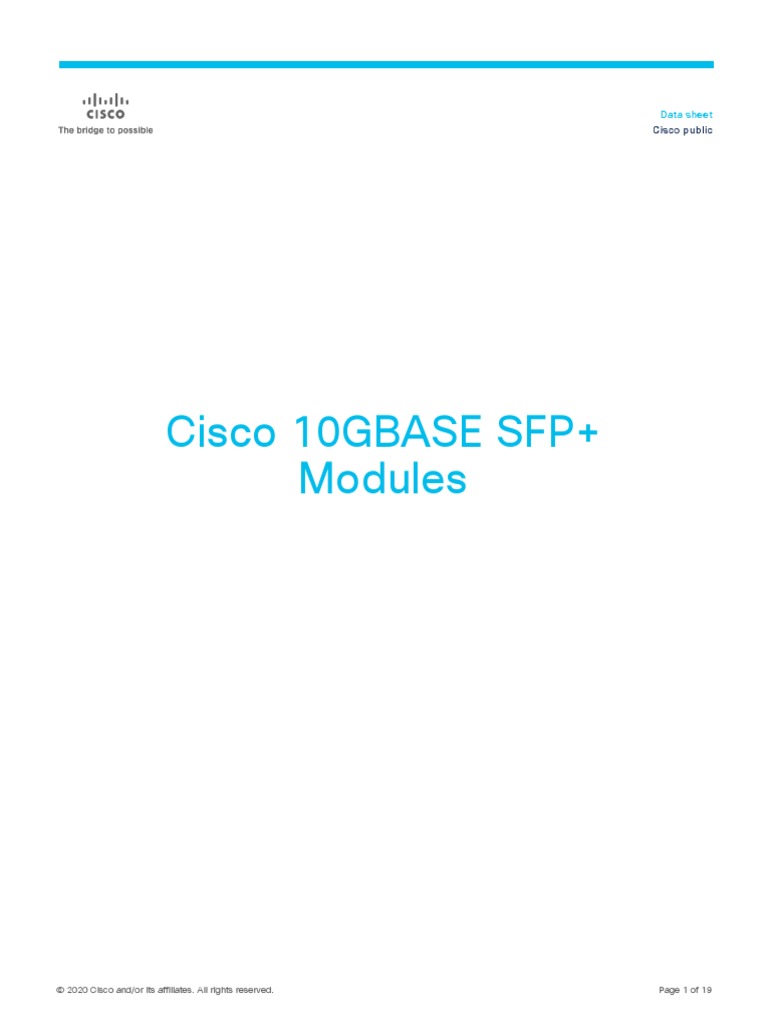 Cisco 10GBASE SFP+ Modules Data Sheet PDF Electrical Engineering