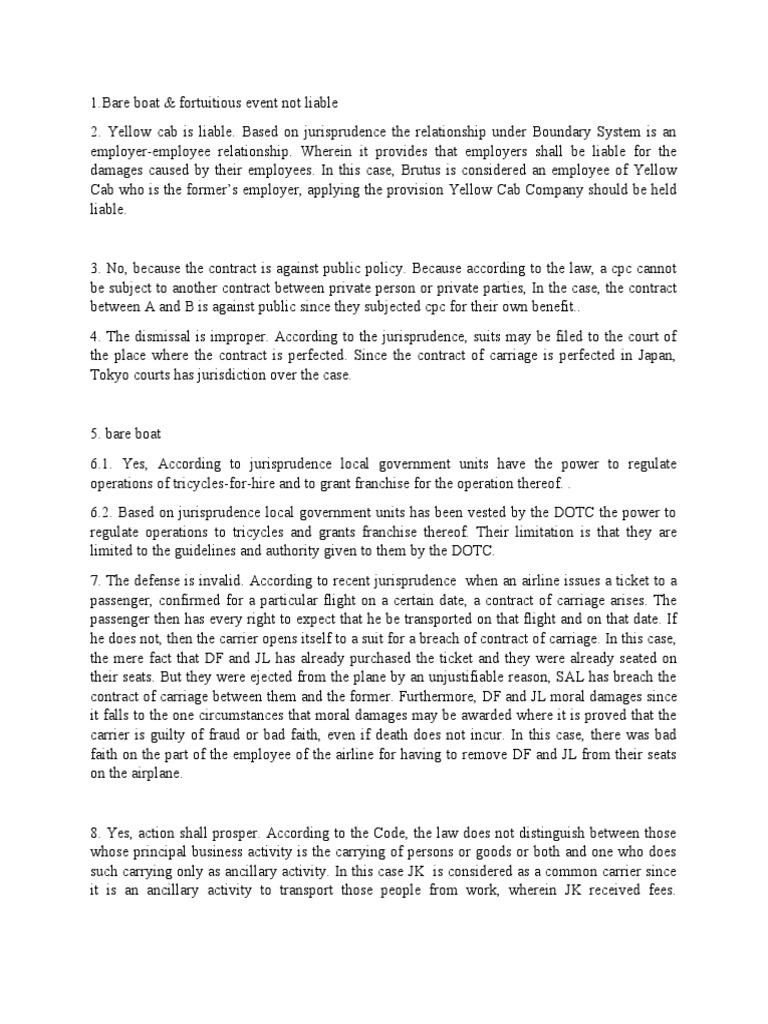 Transpo | PDF | Legal Liability | Damages