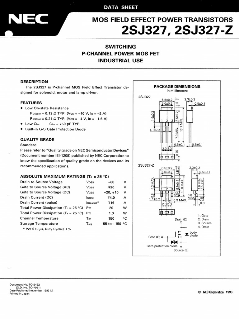 Datasheet NEC 2S J327 | PDF