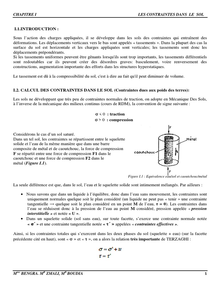 Contraintes dans le sol et calculs associés | PDF | Obliger | Pression