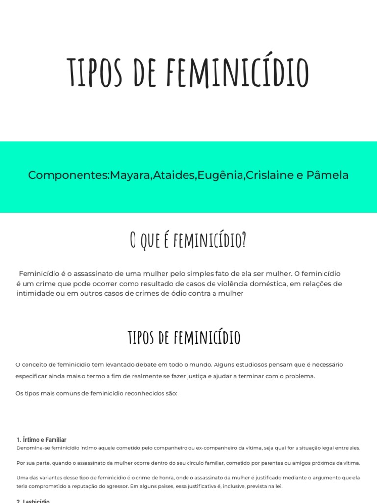 Tipos de Feminicídio: Guia Completo | PDF