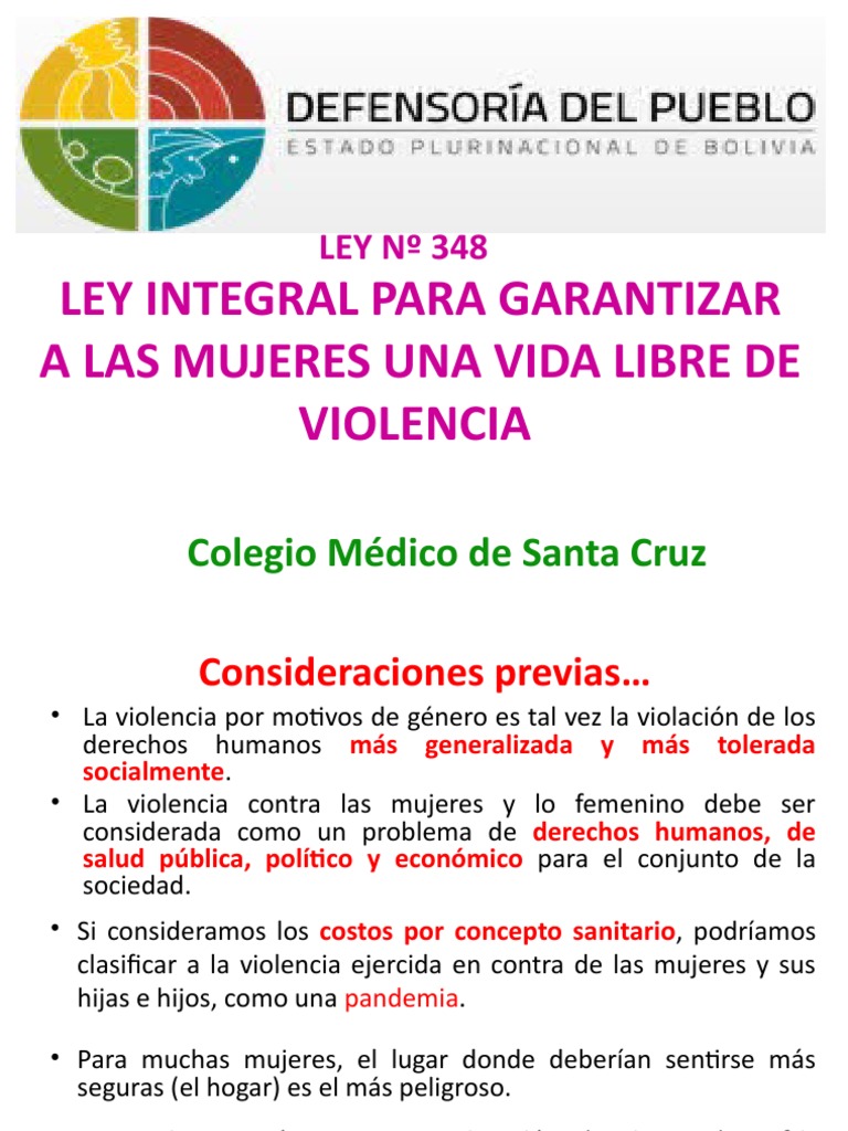 Ley 348: Protección Integral a Mujeres | PDF | La violencia contra las ...