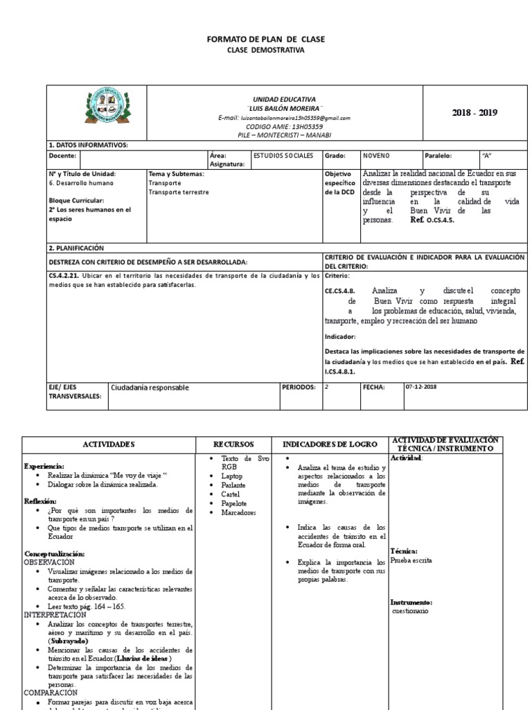 Plan de Clase - Formato Alexi | PDF | Desorden hiperactivo y deficit de ...