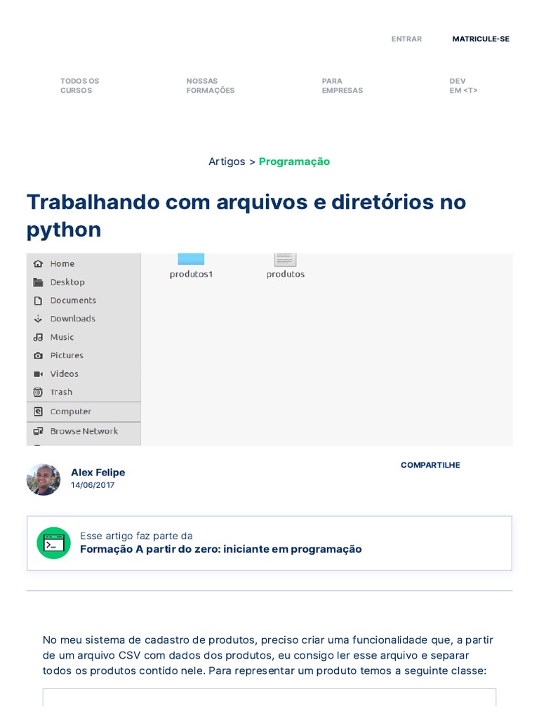 Trabalhando Com Arquivos e Diretórios No Python - Alura | PDF | Python ...