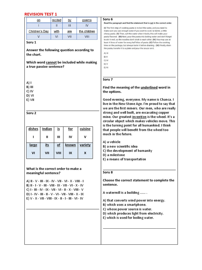 Revision Test-1 | PDF