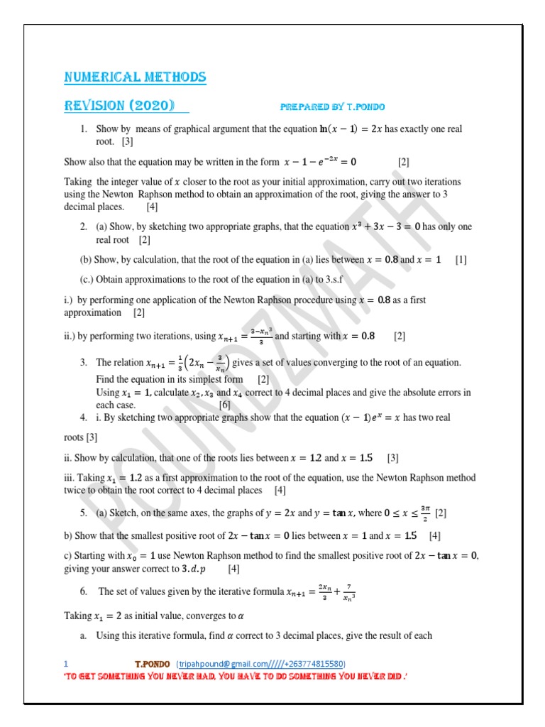Numerical Method Revision | PDF | Numerical Analysis | Mathematical ...