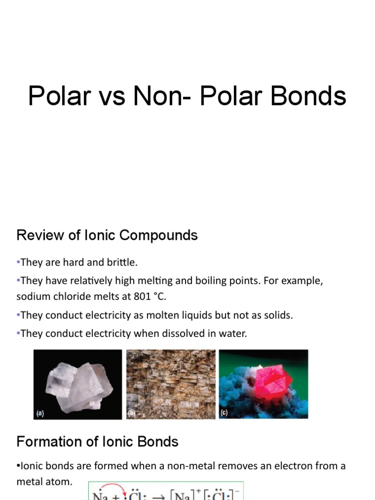 Polar Vs Non Polar Bonds PDF Chemical Bond Chemical Polarity