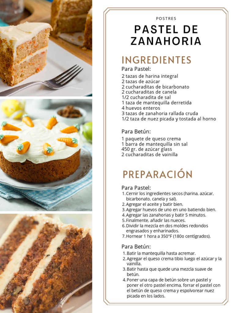 Receta De Pastel De Zanahoria Y Bet n PDF