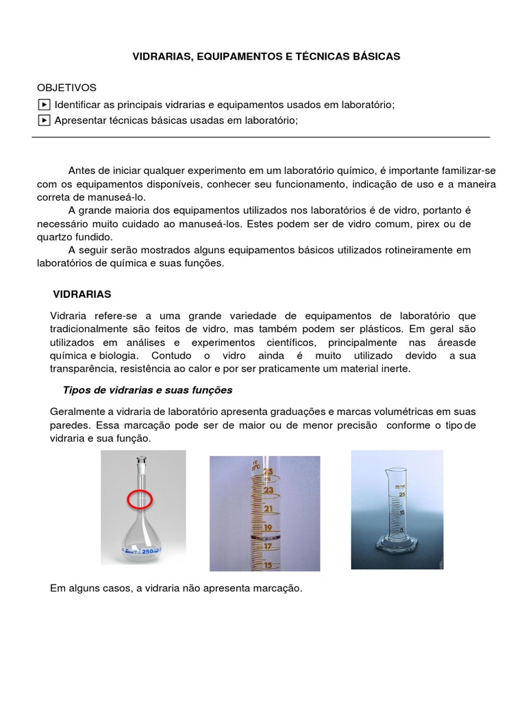 Vidrarias e Equipamentos de Laboratório | PDF | Química | Laboratórios