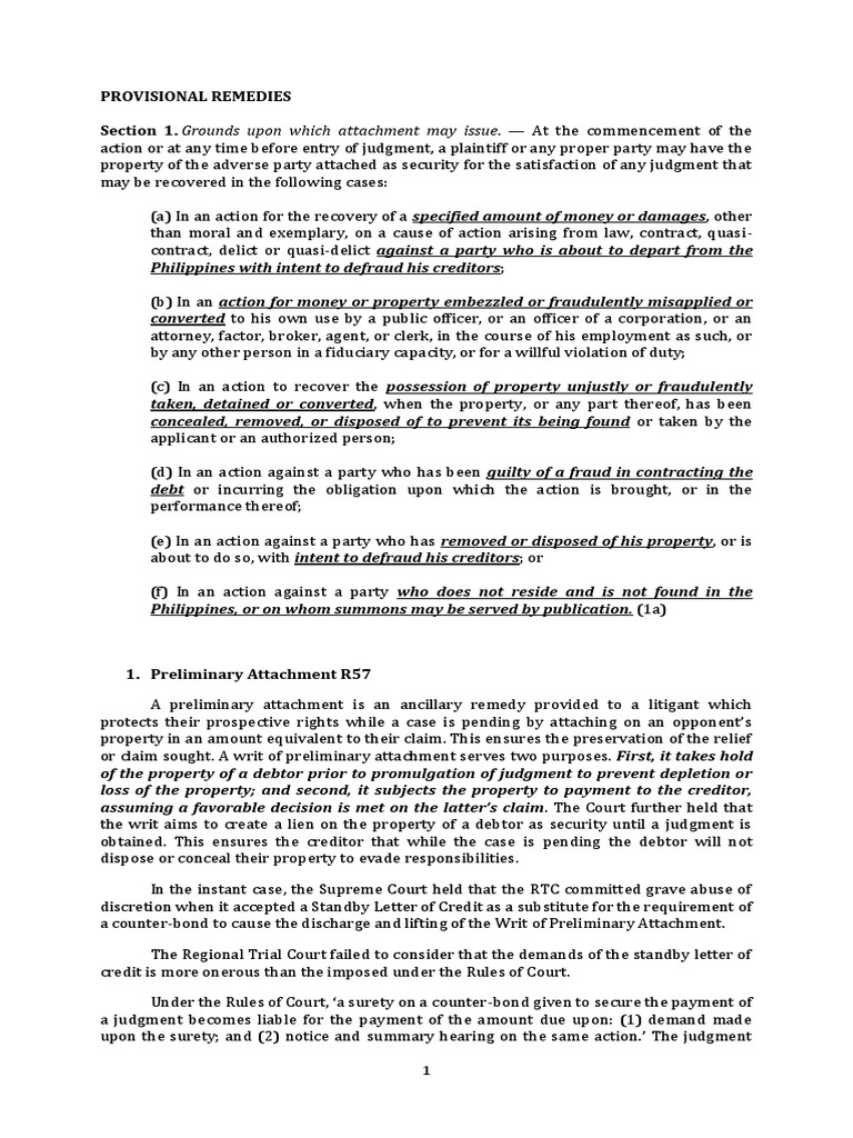 Provisional Remedy Deposit PDF Judgment (Law) Fraud