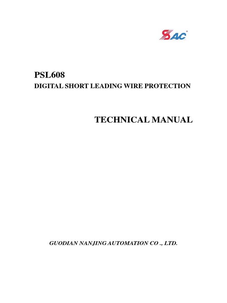 PSL608 Digital Protection Manual | PDF | Mains Electricity | Input/Output