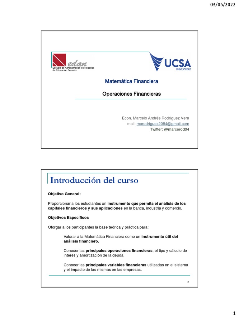 Curso de Matemática Financiera 2022 | PDF | Interés | Finanzas Matemáticas